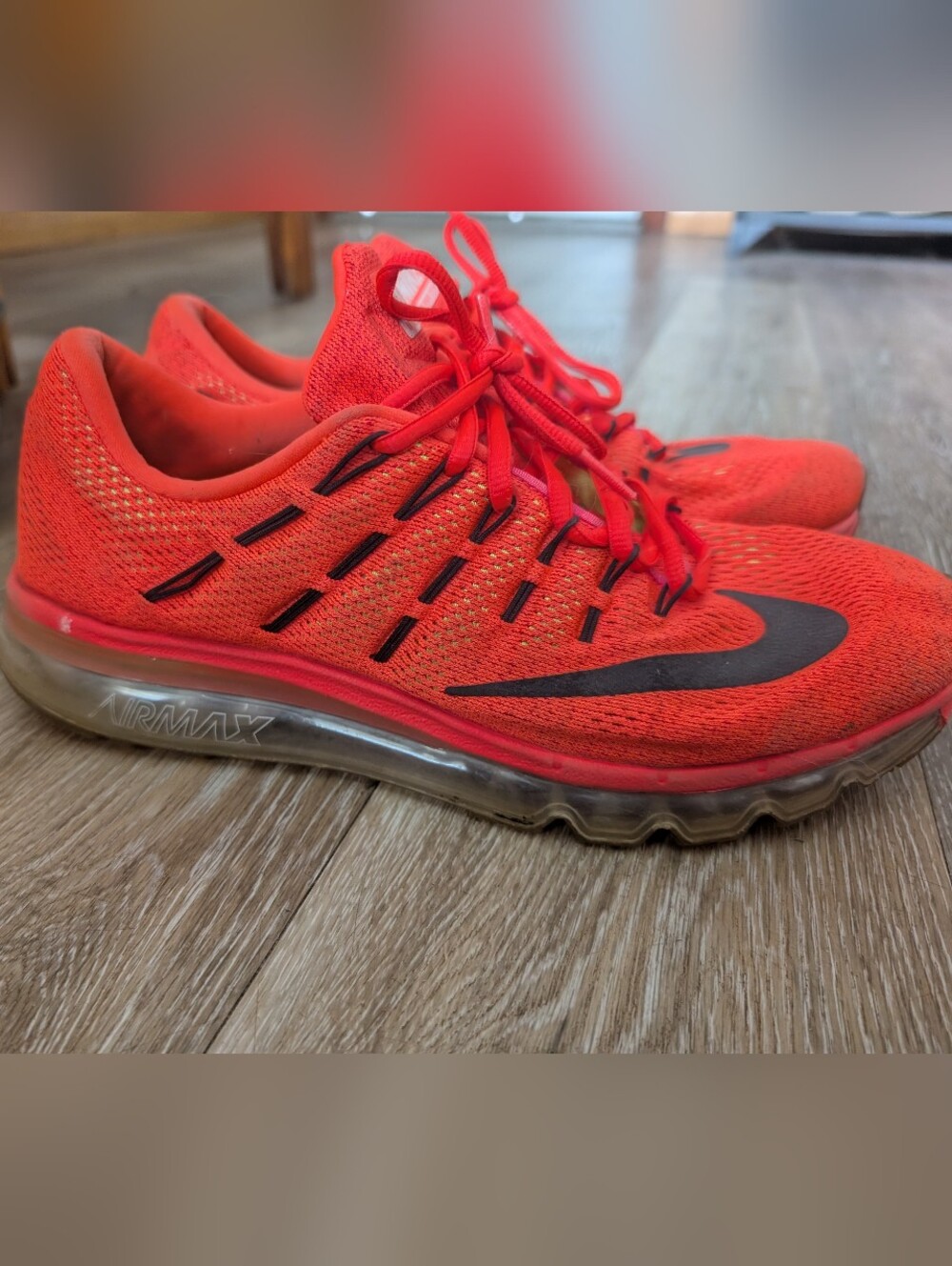Nike Bright Red Air Max Mesh Trainers with Black Swoosh